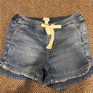 UpWest Women's Light Blue Jean Shorts with Cream Drawstring